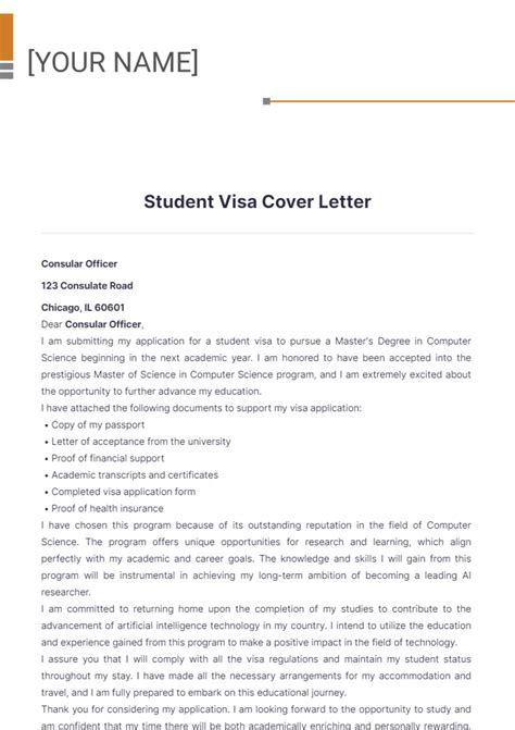 sample letter for student visa