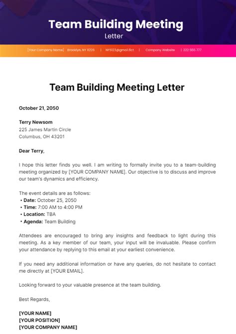 Sample Letter For Team Building Event Invitation