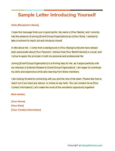 Sample Letter Introducing Yourself To Staff Bing