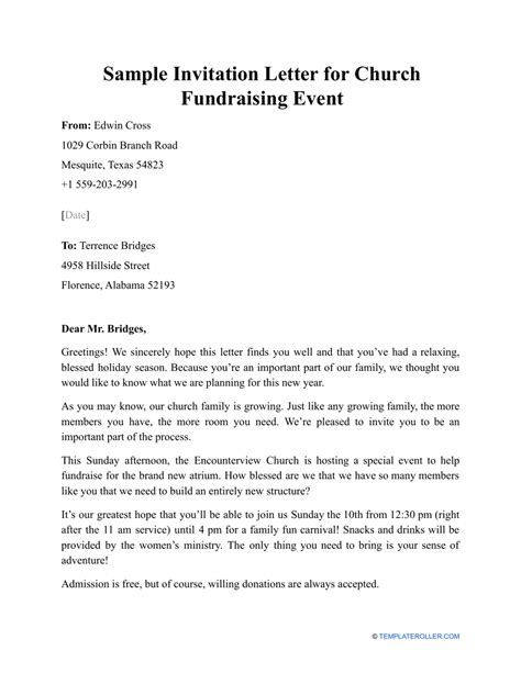 Sample Letter Invitation Church Event