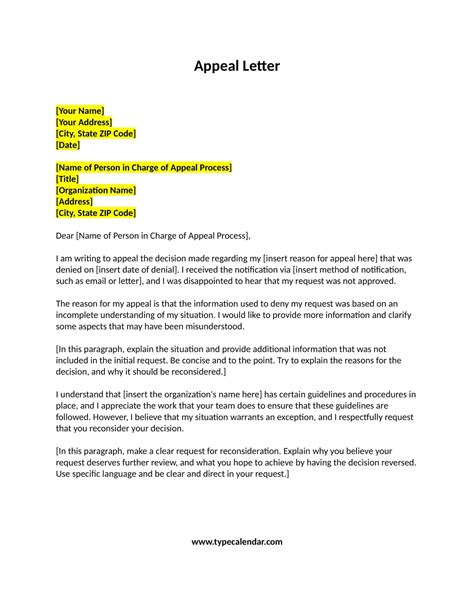Sample Letter Of Appeal For Reconsideration Pdf
