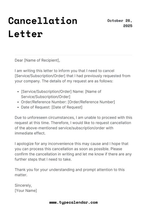 Sample Letter Of Cancellation Of A Course