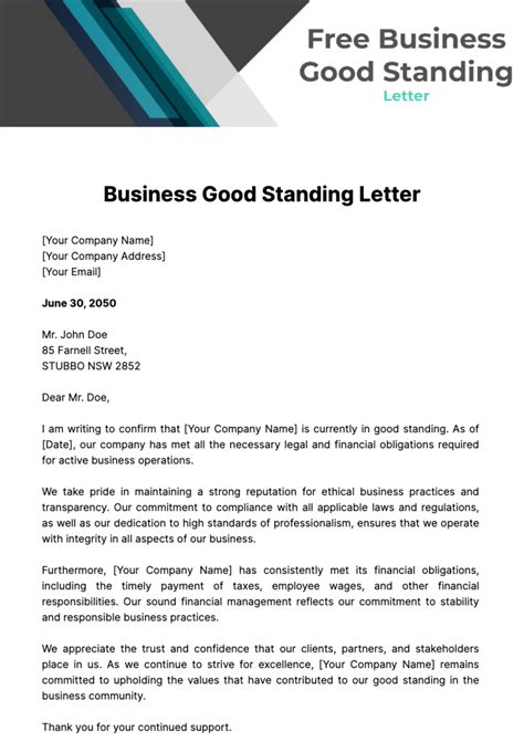 Sample Letter Of Good Standing From Church