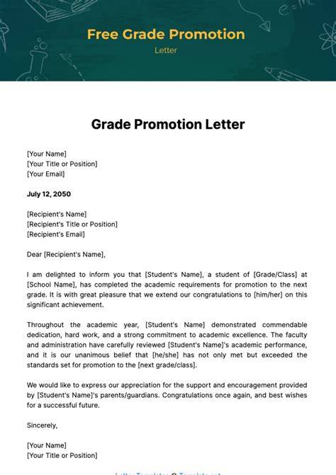 sample letter of grade promotion in school
