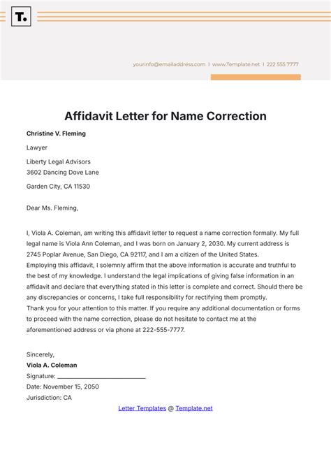 sample letter of name correction birth certificate