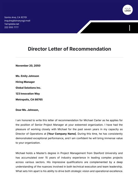 Sample Letter Of Recommendation Director Of Nursing
