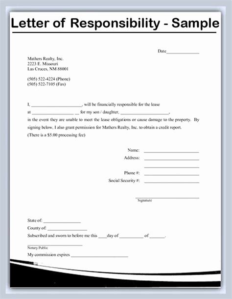 Sample Letter Of Responsibility For Business Visas
