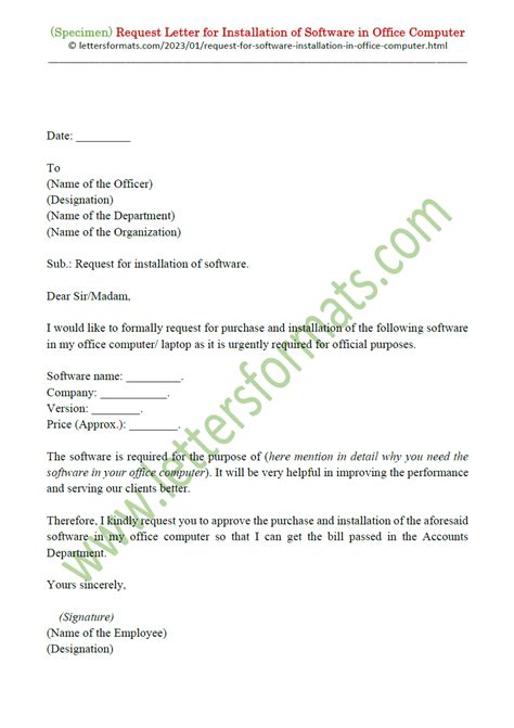 Sample Letter Of Software Request