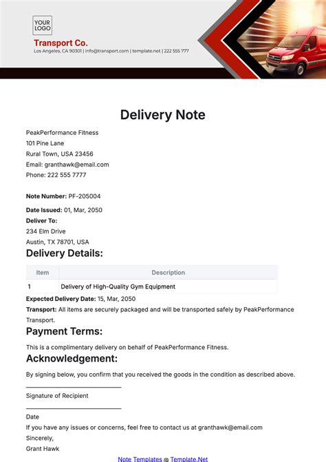 sample letter of vehicle delivery
