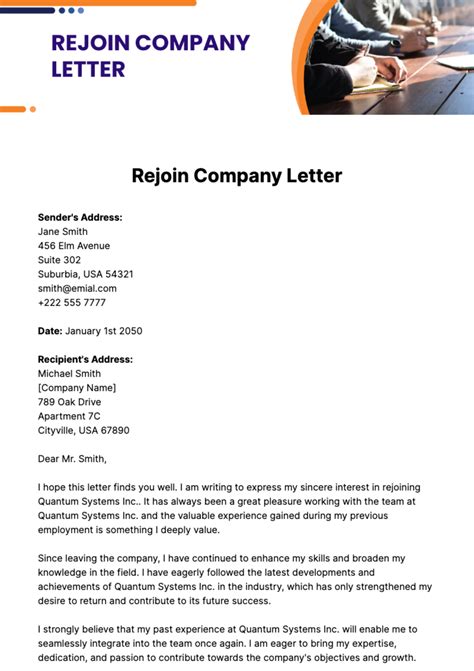 Sample Letter Rejoining Same Company