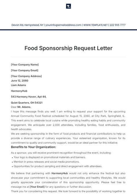 Sample Letter Request For Food Allowance