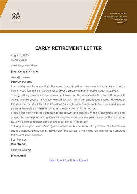 sample letter requesting early retirement