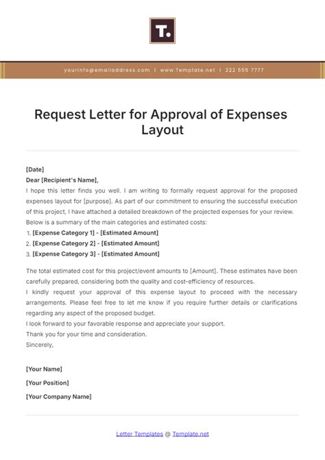sample letter requesting expenses approval