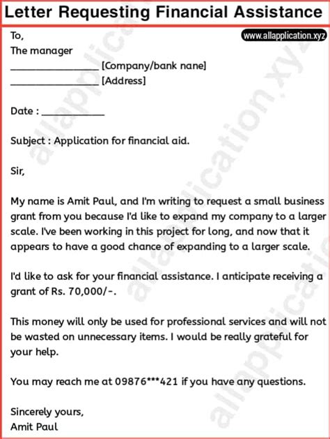 Sample Letter Requesting Financial Assistance From Church