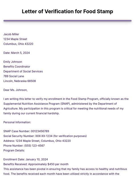 sample letter requesting food stamps