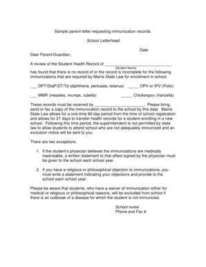 Sample Letter Requesting Immunization Records