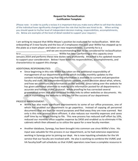 Sample Letter Requesting Job Reclassification