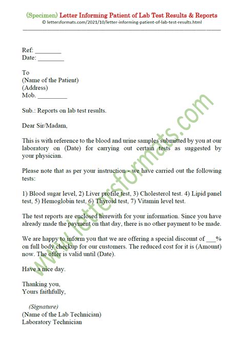 Sample Letter Requesting Lab Results