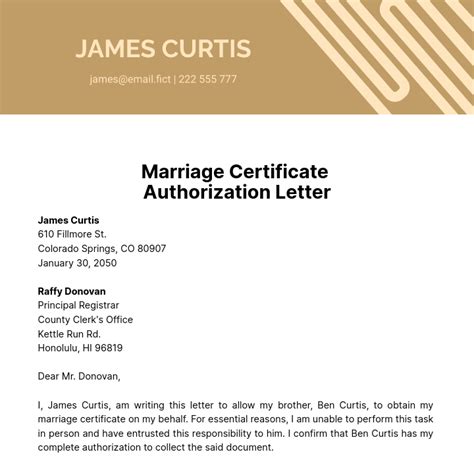 Sample Letter Requesting Marriage Certificate