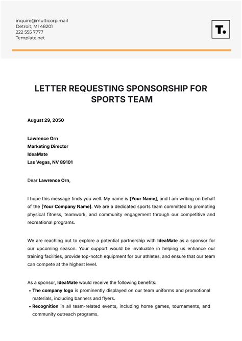 sample letter requesting school sports funding