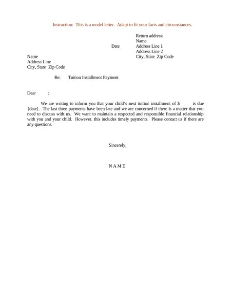 Sample Letter Requesting Tuition Payment