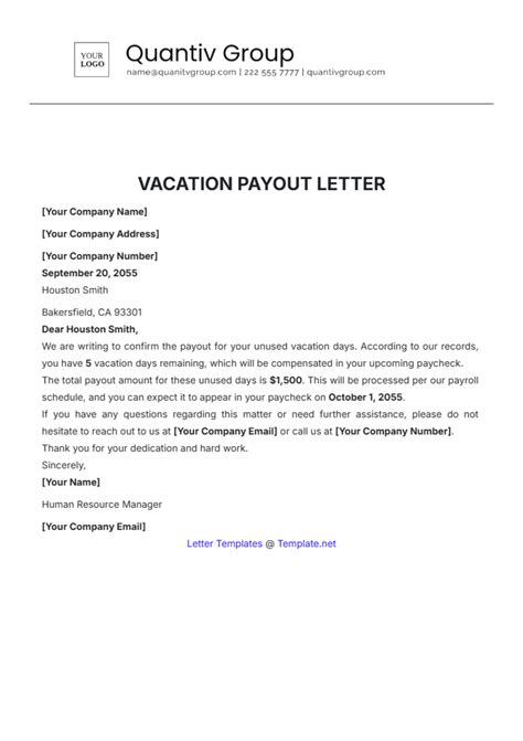 Sample Letter Requesting Vacation Pay