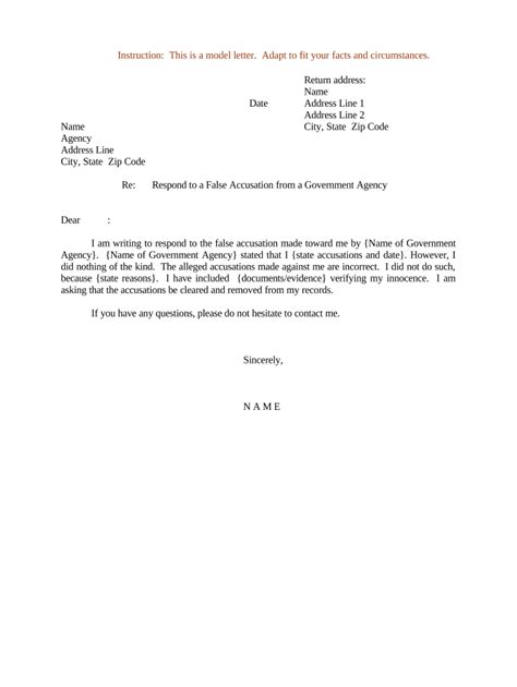 Sample Letter Responding To False Accusations
