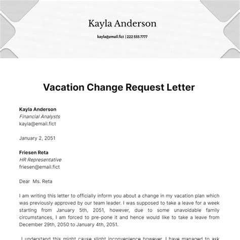 sample letter rota change request