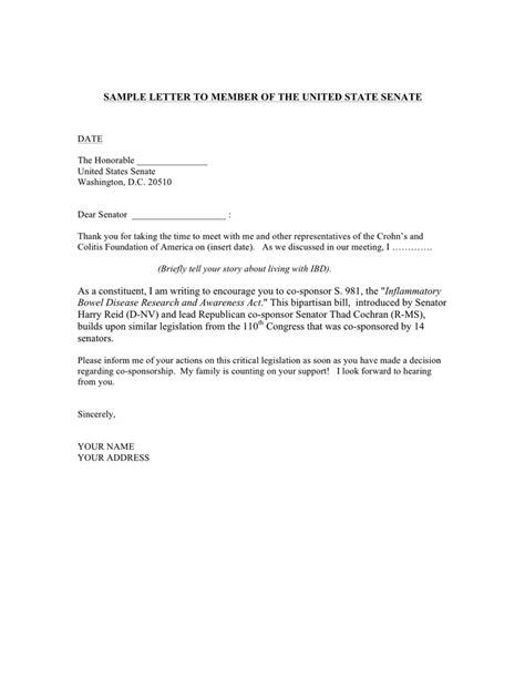 Sample Letter Senate