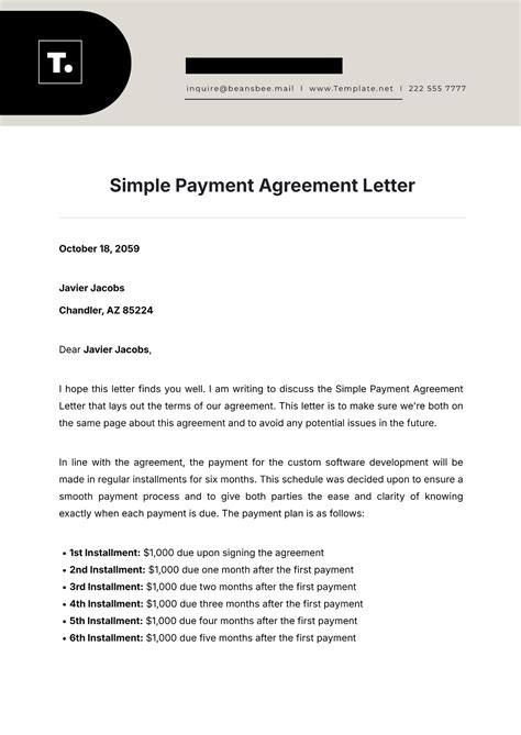 Sample Letter Stating Payment Terms