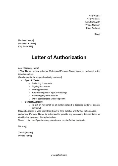 Sample Letter To Authorize A Person