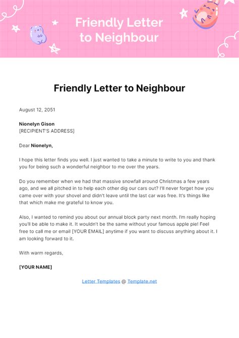 sample letter to neighbors about fence