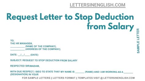 sample letter to stop deduction