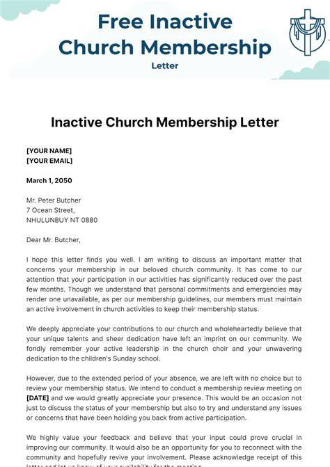 sample letters to inactive church members