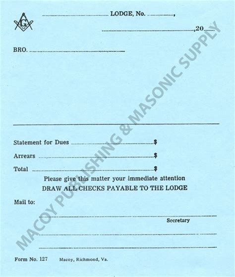 Sample Masonic Dues Letter
