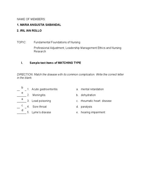 Sample Matching Type Test For Elementary