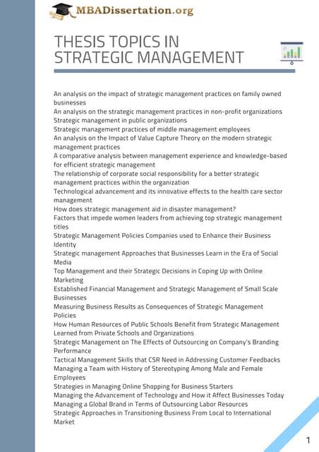 sample mba thesis topics