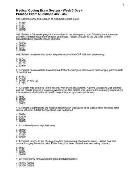 Sample Medical Coding Exam