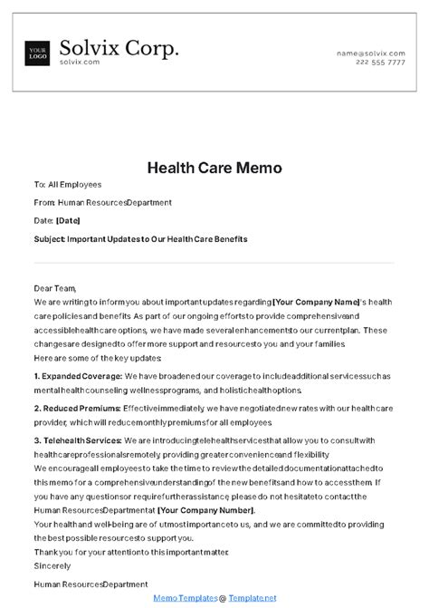 sample memo about workplace health and safety