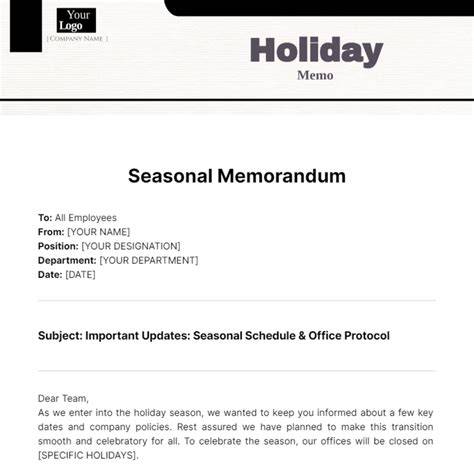 sample memo for holiday