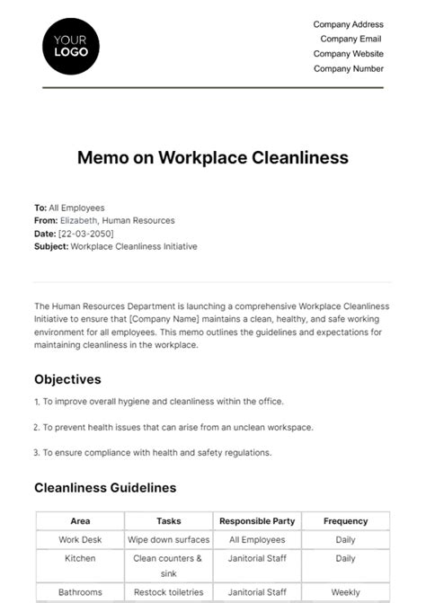 Sample Memo Office Cleaning