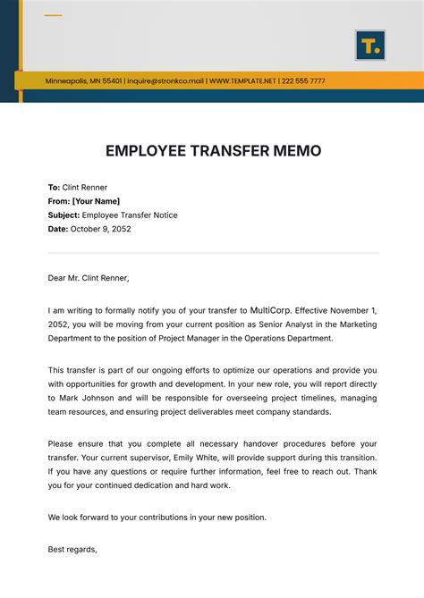Sample Memo To Transfer To Irr
