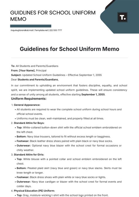 sample memorandum wearing uniform
