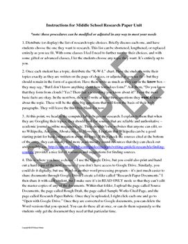 Sample Middle School Research Paper