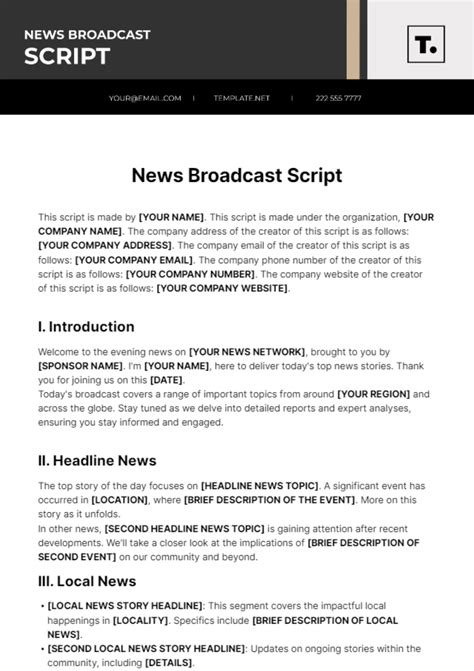 Sample News Broadcast Script For Kids