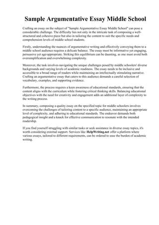 Sample Njask Writing Argumentative Middle School