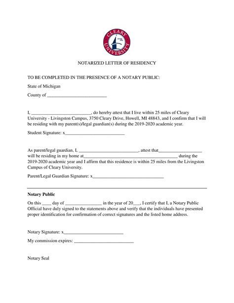 Sample Notarized Letter For Proof Of Residency