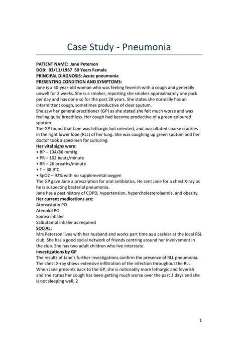 sample nursing case study pneumonia