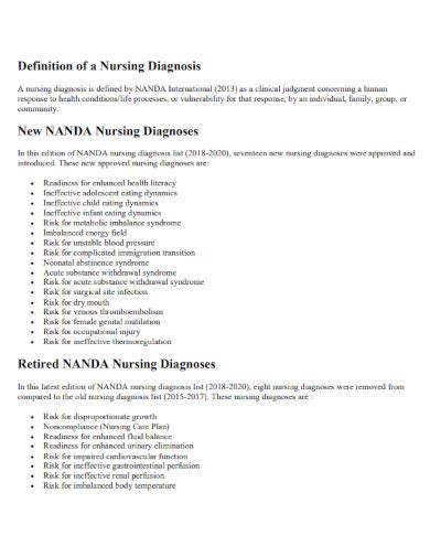 Sample Nursing Diagnosis