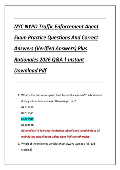 sample nypd traffic agent exam